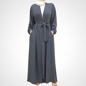 Modesty Maximizer Abaya Open front Abaya with pockets and belt Islamic dress
